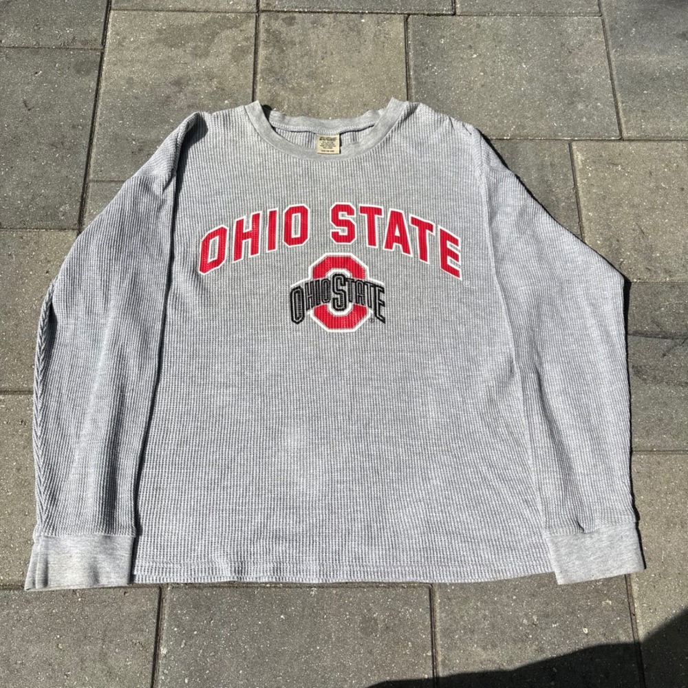 Vintage Ohio State Buckeyes Waffle Knit Thermal Shirt Size Large
